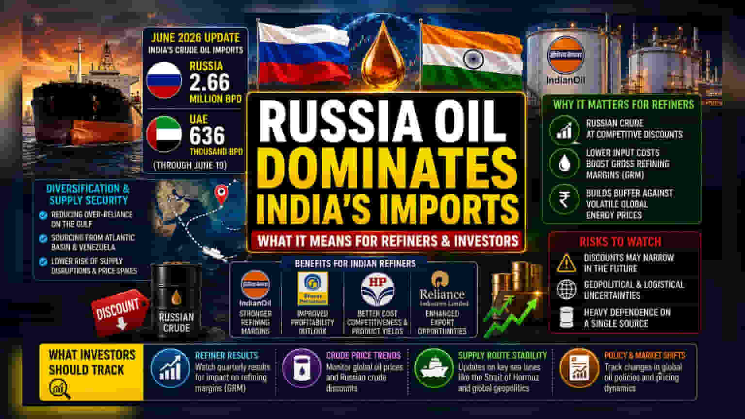 India Ramps Up Russian Crude Imports to 2.66 Million BPD in June