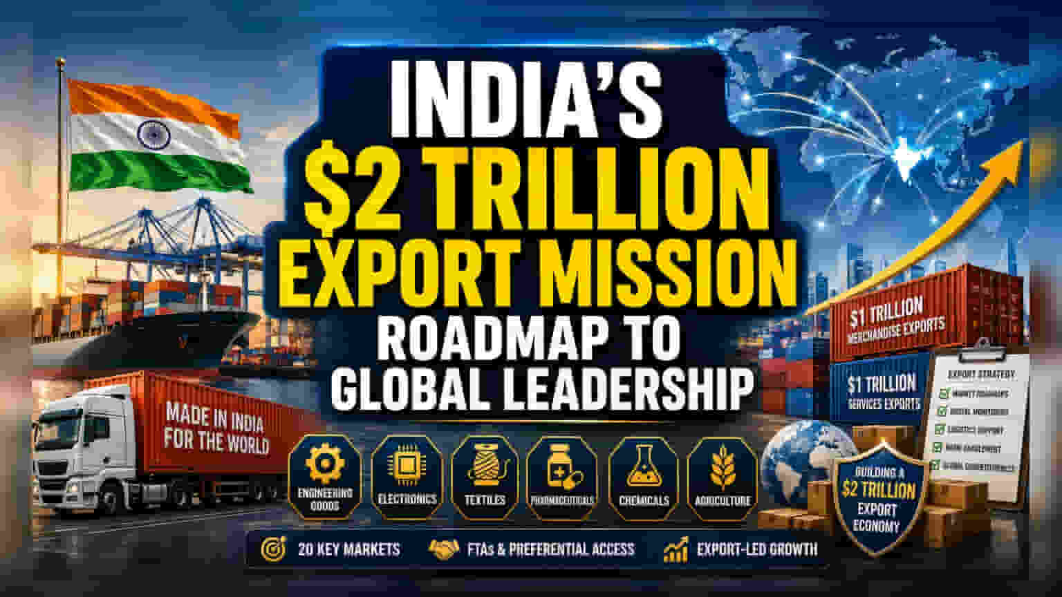 भारत का बड़ा लक्ष्य: 2030 तक $2 ट्रिलियन एक्सपोर्ट का प्लान, जानिए पूरी रणनीति