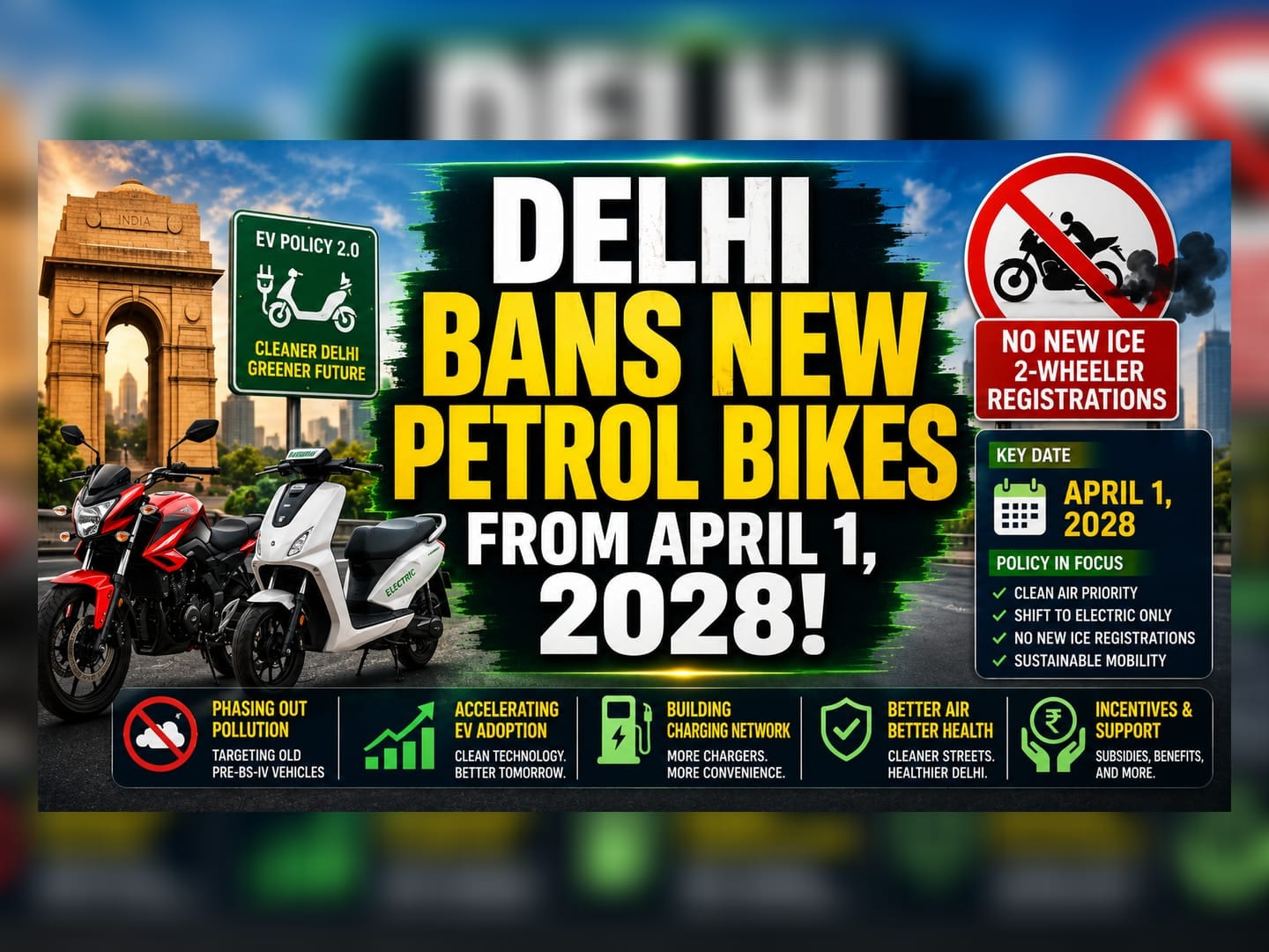 Delhi EV Policy 2.0: Petrol Two-Wheeler Ban Confirmed From April 2028