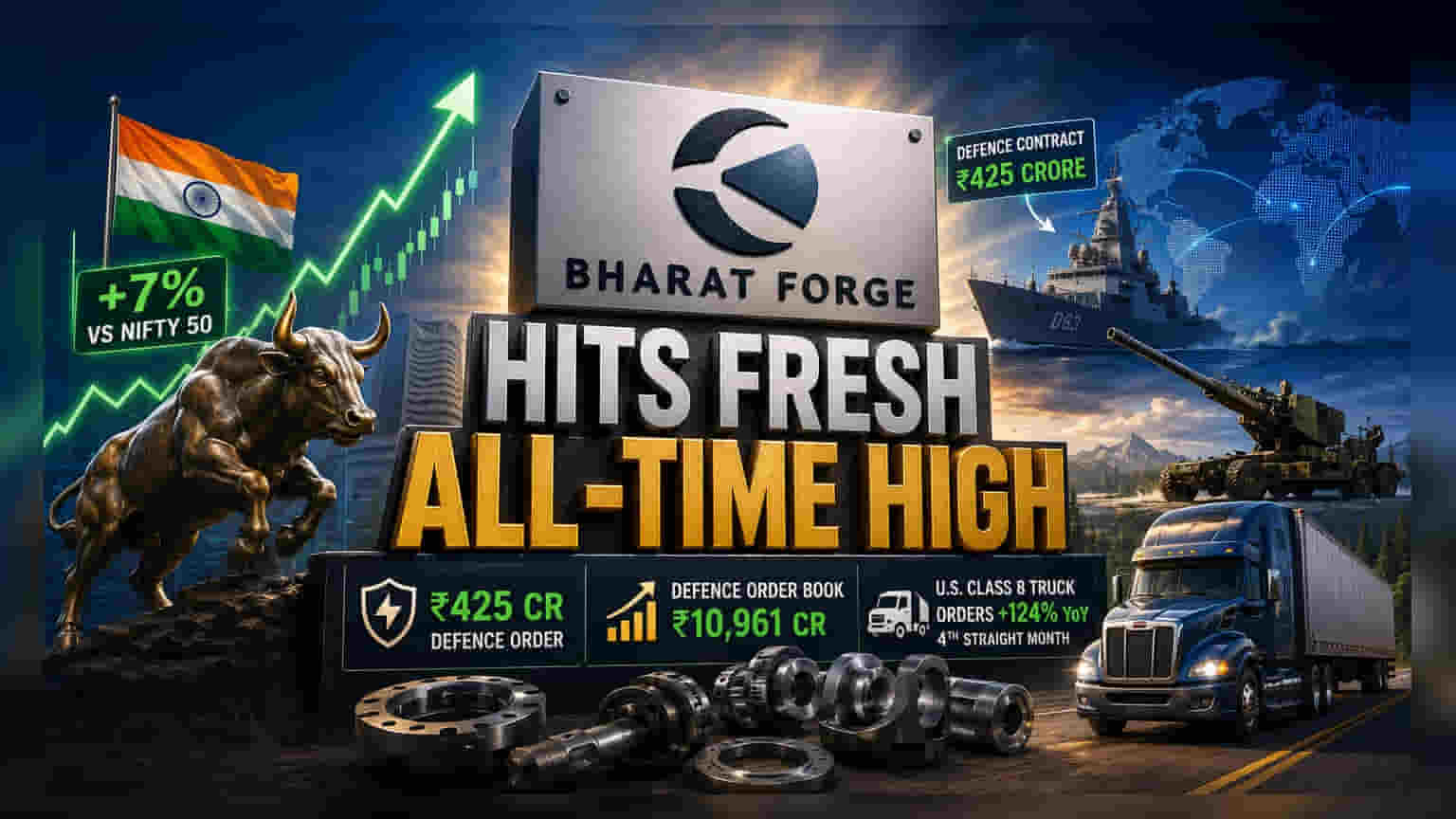 Bharat Forge Hits All-Time High on Defence Wins and Truck Demand