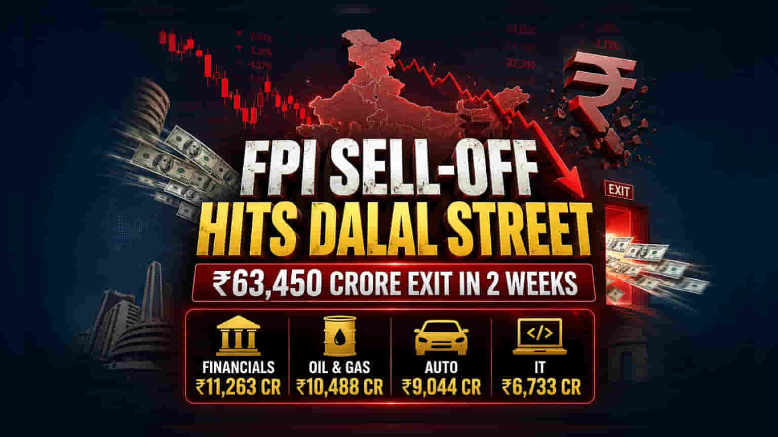 FPIs Sell Indian Stocks Worth ₹63,450 Crore in June