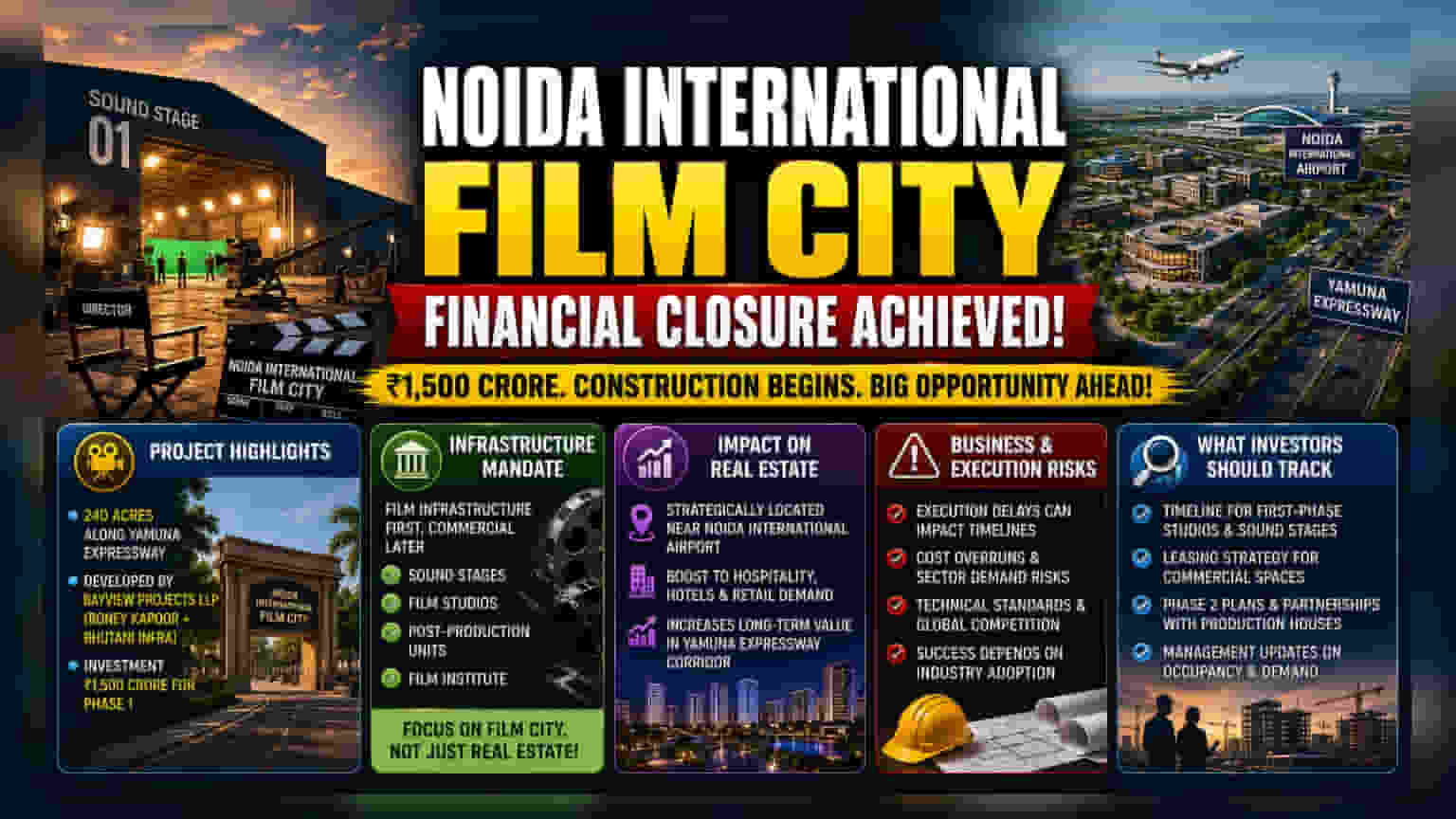 Noida Film City: ₹1,500 ਕਰੋੜ ਦੇ ਨਿਵੇਸ਼ ਨਾਲ ਸ਼ੁਰੂ ਹੋਇਆ ਪਹਿਲਾ ਪੜਾਅ