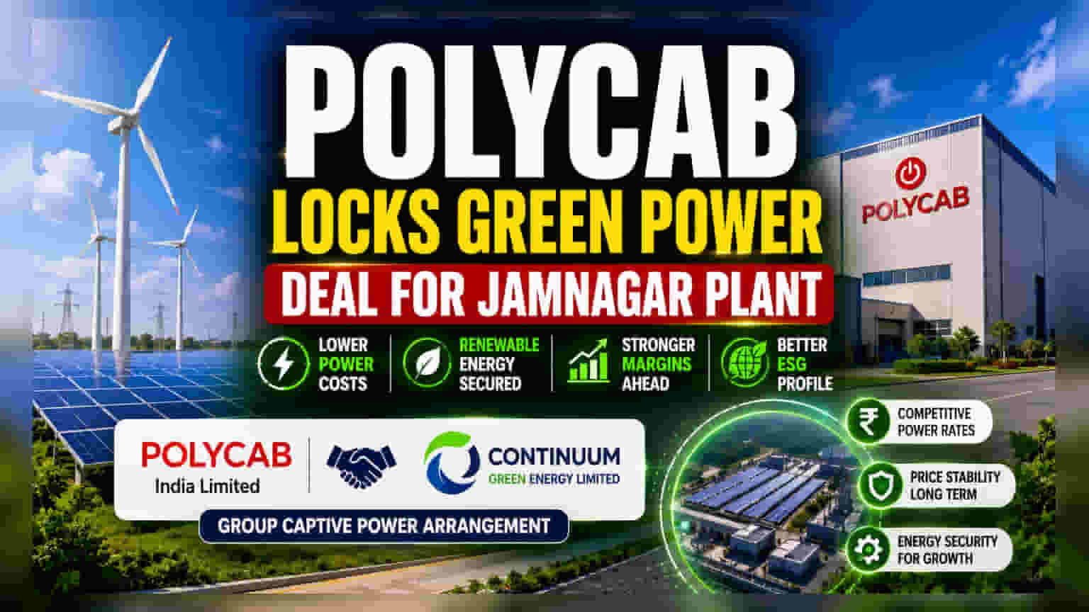 Polycab Share: மின்சார செலவை குறைக்க புது ப்ளான்! ஜாம்நகர் தொழிற்சாலைக்கு பசுமை ஆற்றல் ஒப்பந்தம்