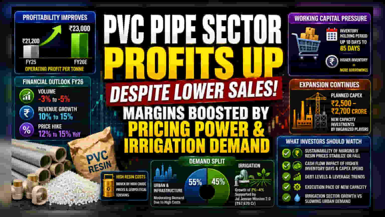 PVC Pipe Makers Eye Higher Profits Despite 3-5% Volume Dip