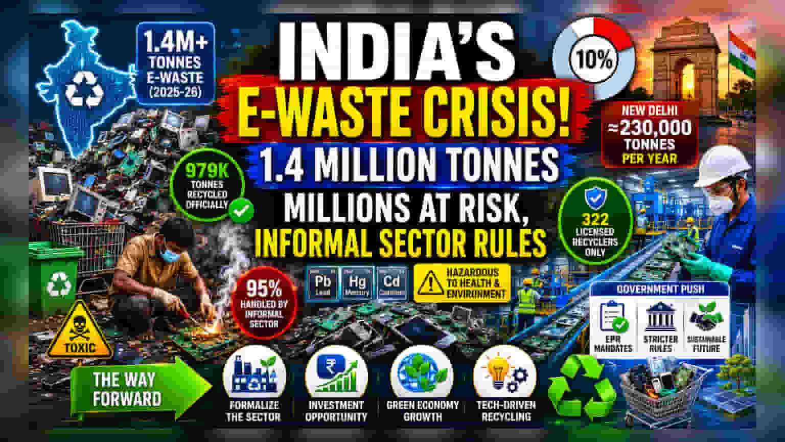 India's E-Waste Crisis: 95% Recycling Handled by Informal Sector