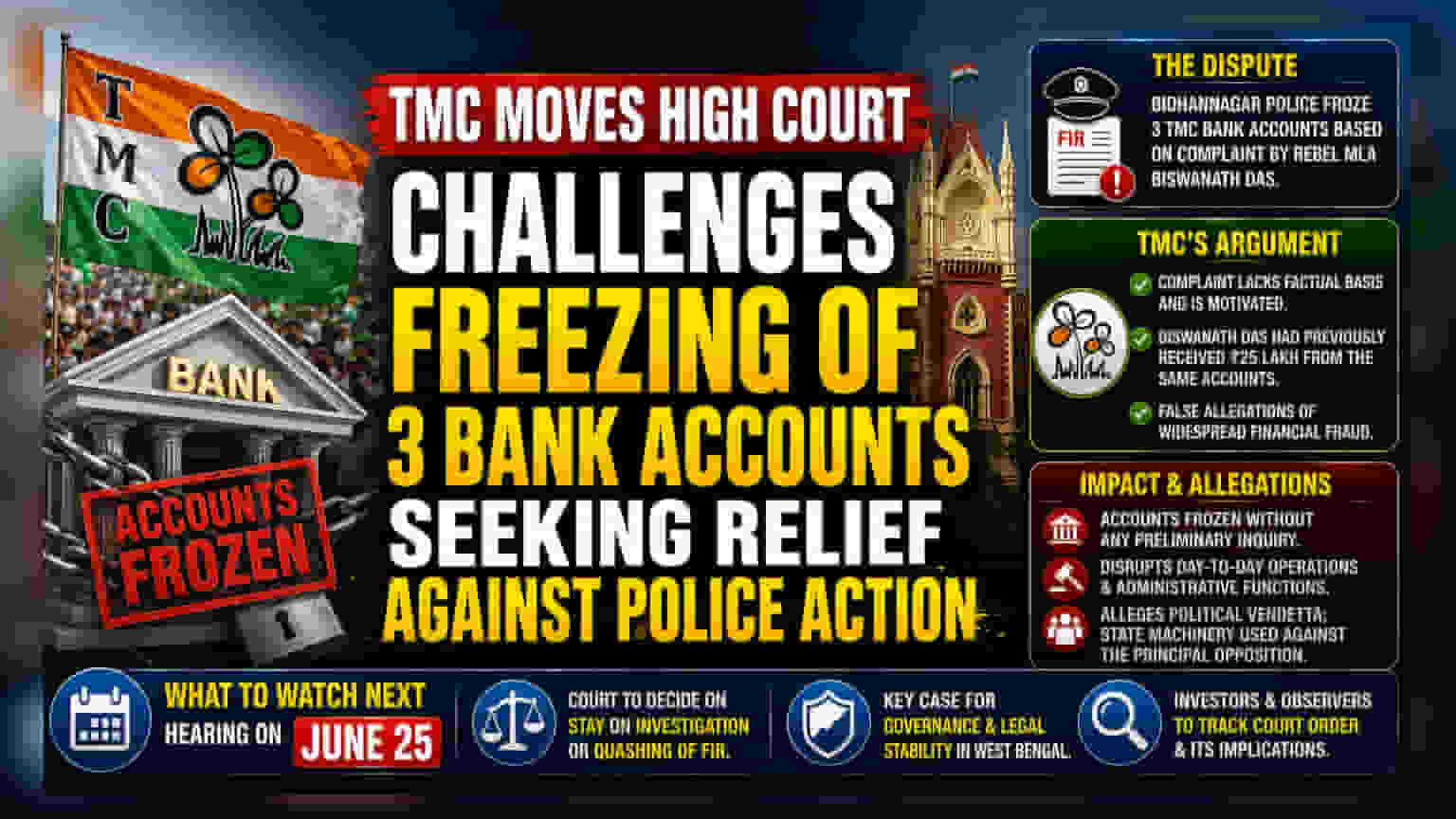 Calcutta HC to Hear TMC Bank Account Freeze Plea on June 25