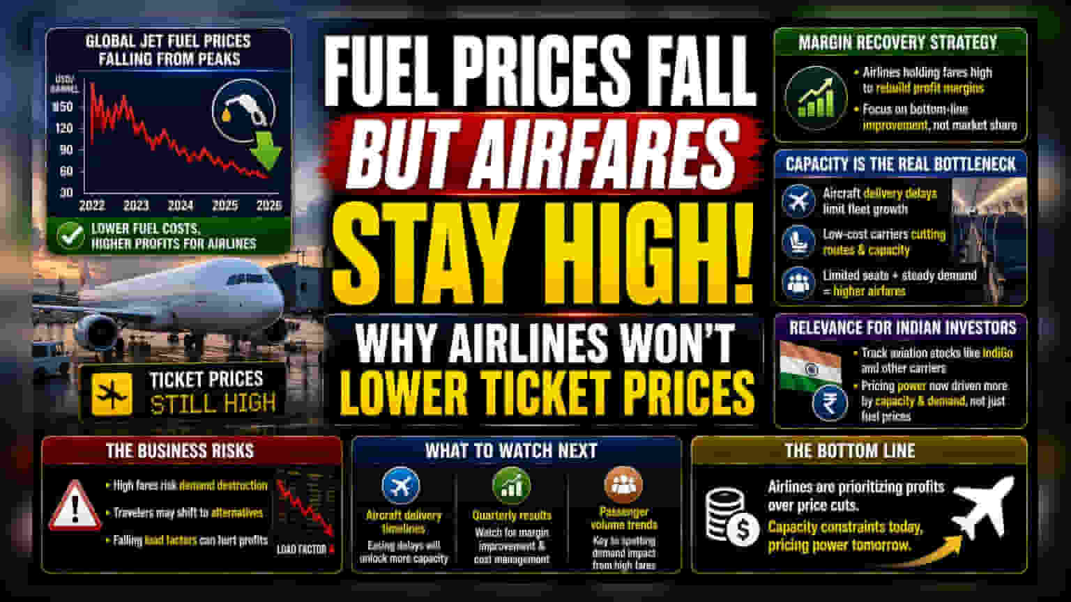 Airline Fares May Stay High Despite Lower Jet Fuel Costs