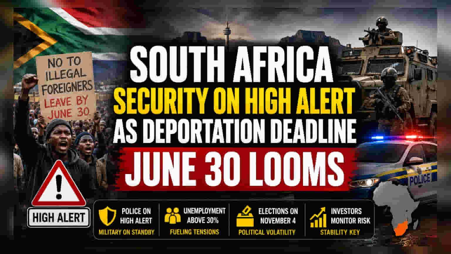 South Africa Security Alert Ahead of June 30 Deadline