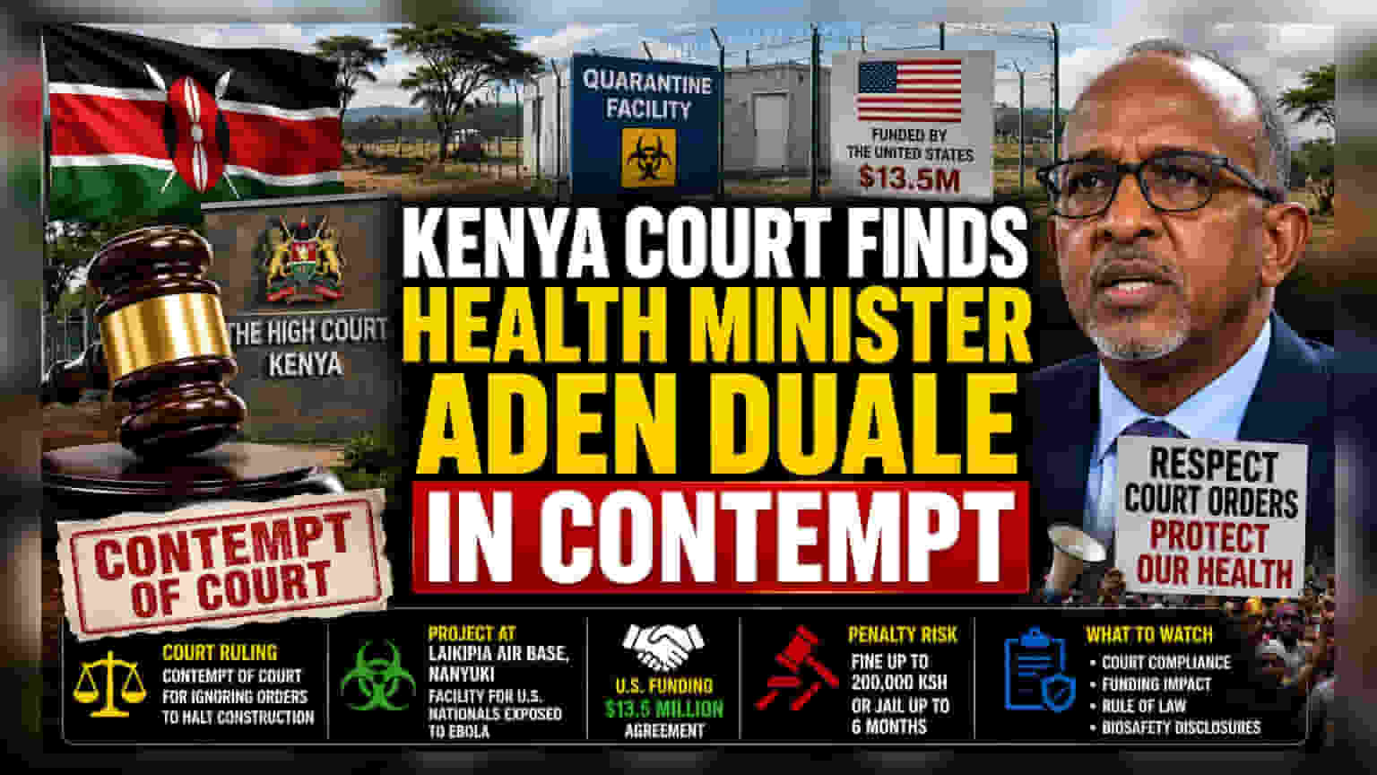 Kenya Health Minister Ruled in Contempt Over US Ebola Facility