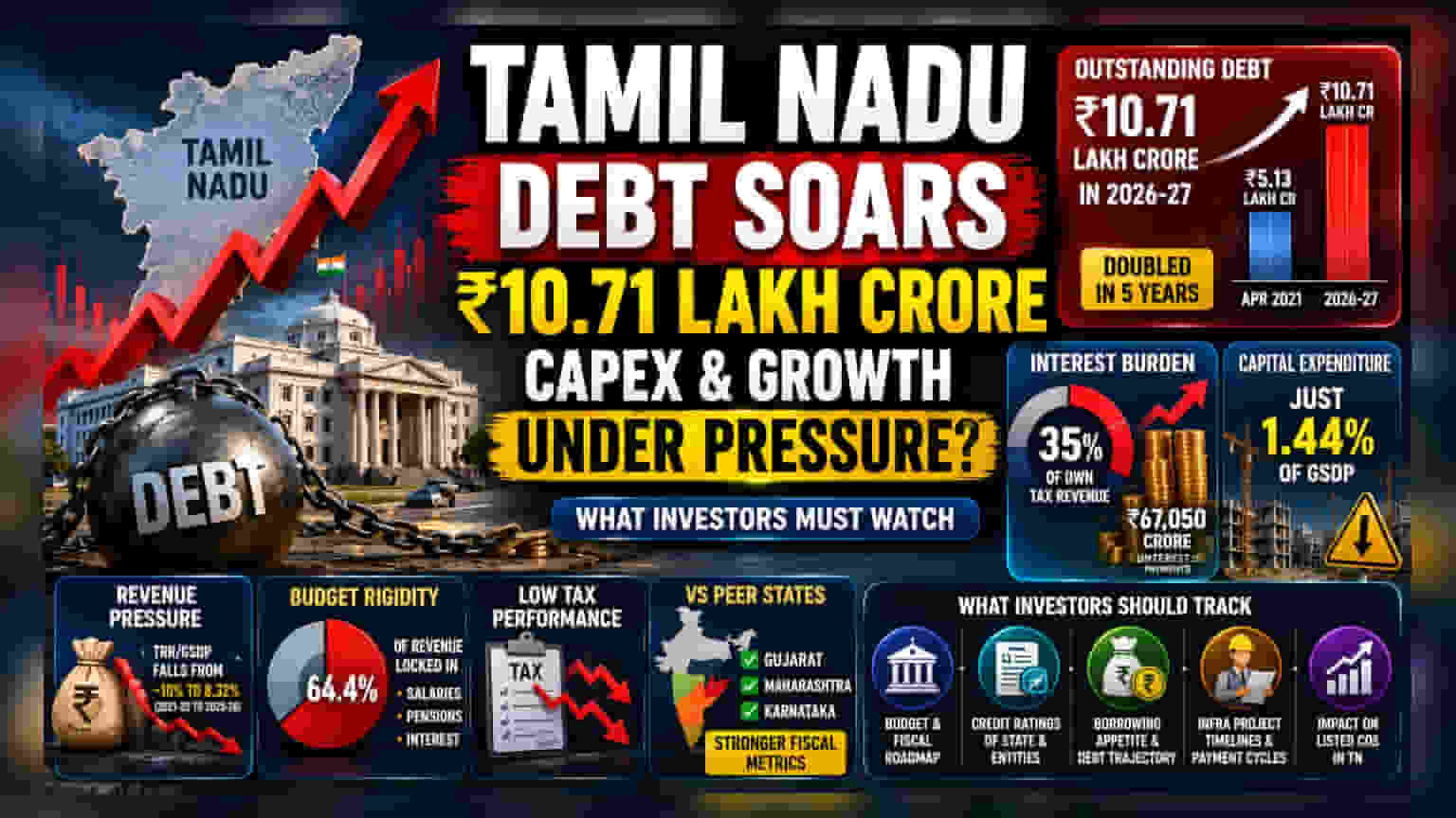 தமிழகத்தின் கடன் சுமை: ₹10.71 லட்சம் கோடியை எட்டும் என கணிப்பு! நிதி நெருக்கடியில் மாநிலம்.