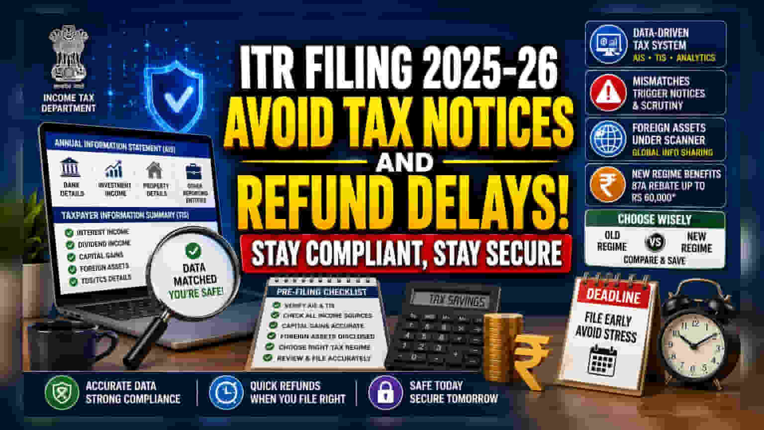 ITR Filing FY 2025-26: ਆਮ ਟੈਕਸ ਨੋਟਿਸਾਂ ਤੋਂ ਬਚਣ ਦੇ ਤਰੀਕੇ