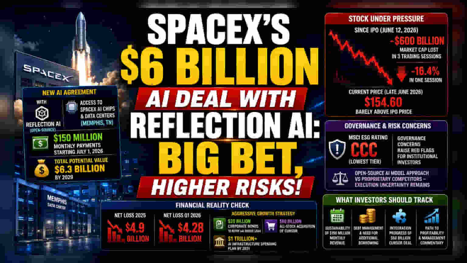 SpaceX की AI डील: ₹6 अरब का सौदा, पर IPO के बाद शेयर में भारी गिरावट!