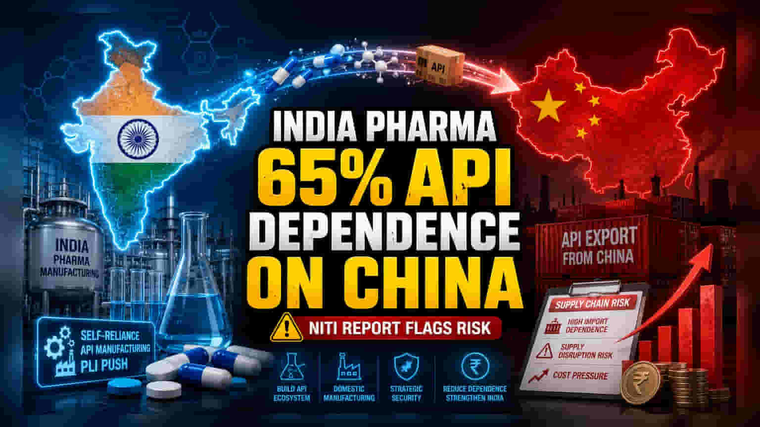 NITI Aayog નો રિપોર્ટ: ભારત હજુ પણ API માટે ચીન પર 65% નિર્ભર