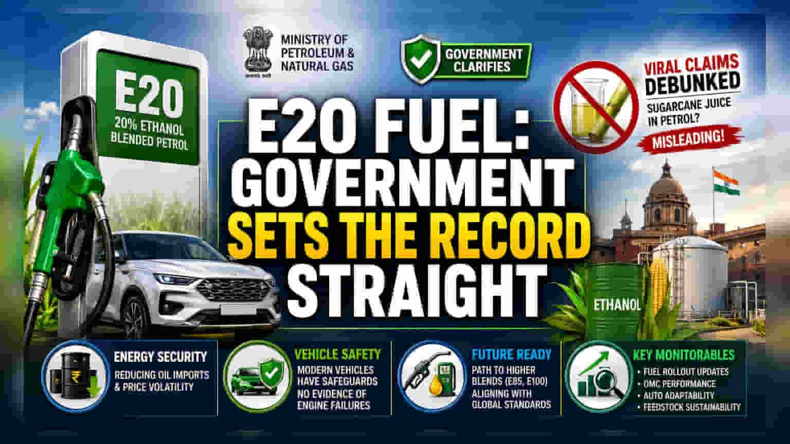 E20 फ्यूल की अफवाहों पर सरकार का बड़ा बयान, इंजन सुरक्षा पर दी सफाई