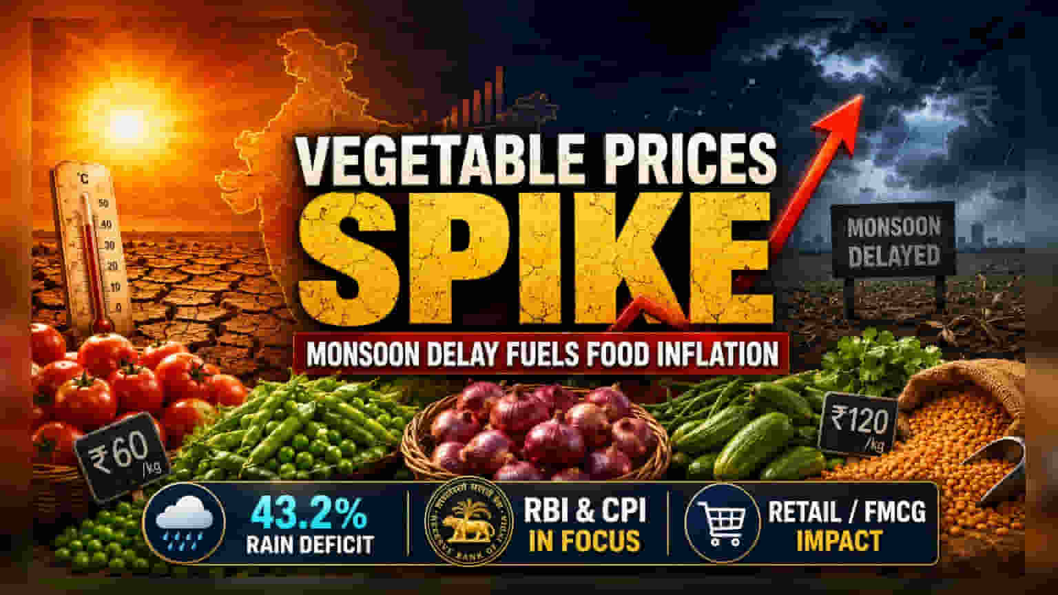 India Vegetable Prices: मॉनसून की कमी से सब्जियों के दाम आसमान पर! महंगाई का बड़ा झटका