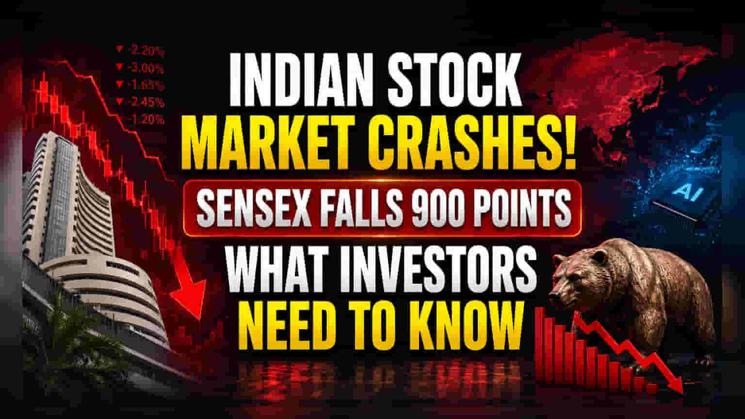 Sensex कोसळला! जागतिक बाजारात विक्रीचा भडिमार, BSE मार्केट कॅप ₹5.5 लाख कोटींनी घसरली