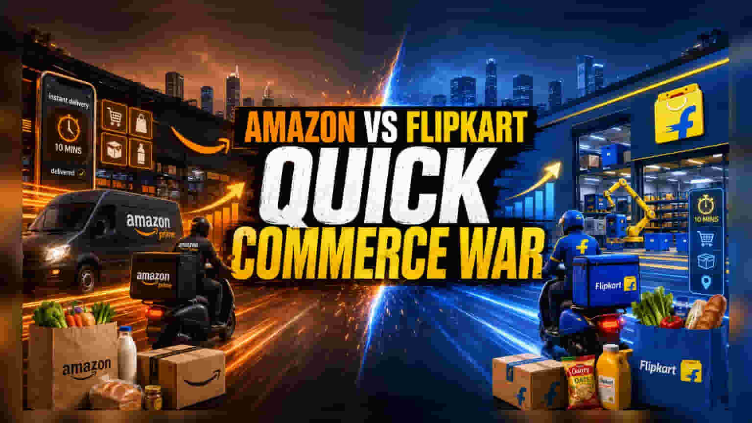 Amazon, Flipkart క్విక్ కామర్స్ లోకి దూకుడు: పోటీ తీవ్రతరం