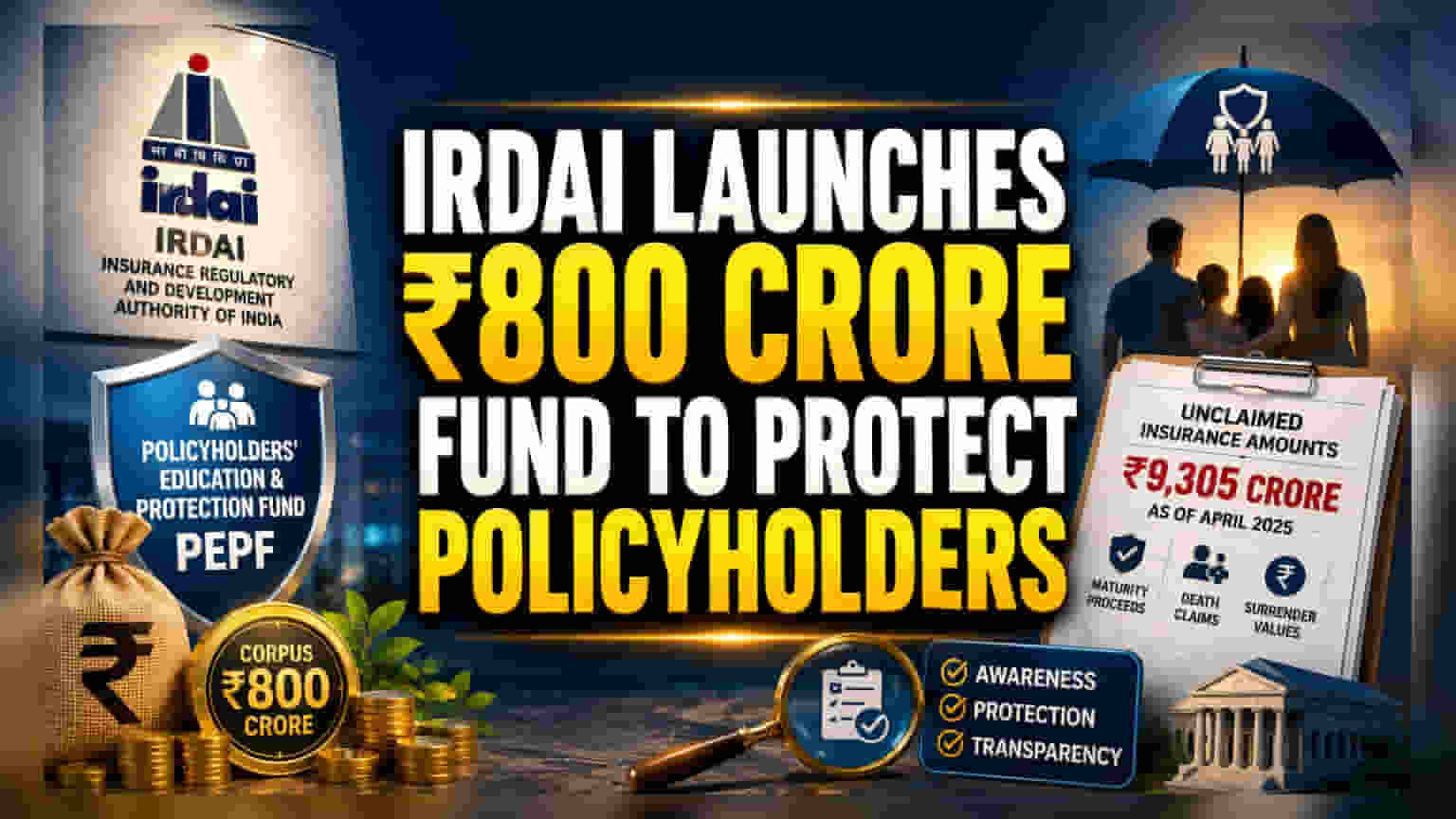 IRDAI కీలక నిర్ణయం: ₹800 కోట్ల ఫండ్తో క్లెయిమ్ కాని బీమా డబ్బుకు చెక్!
