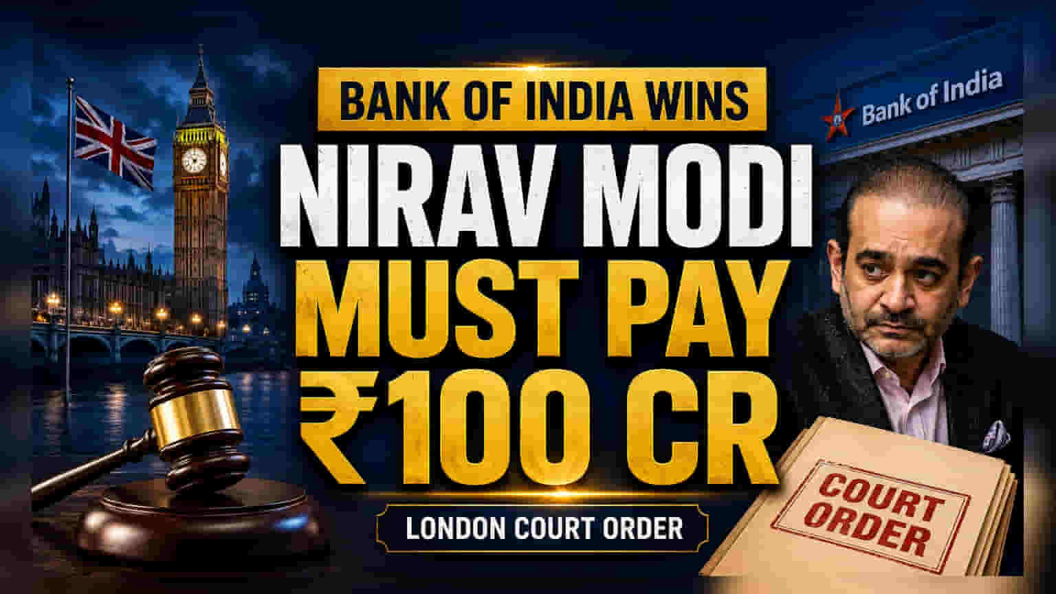 Nirav Modi को लगा बड़ा झटका! लंदन कोर्ट का आदेश - बैंक ऑफ इंडिया को चुकाने होंगे ₹100 करोड़