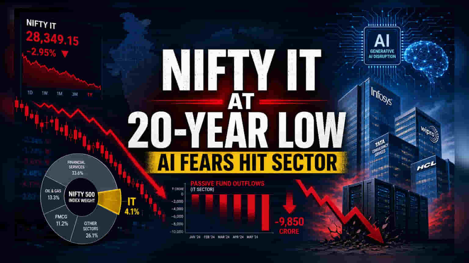 IT Sector Hits 20-Year Low on Nifty as AI Fears Grow