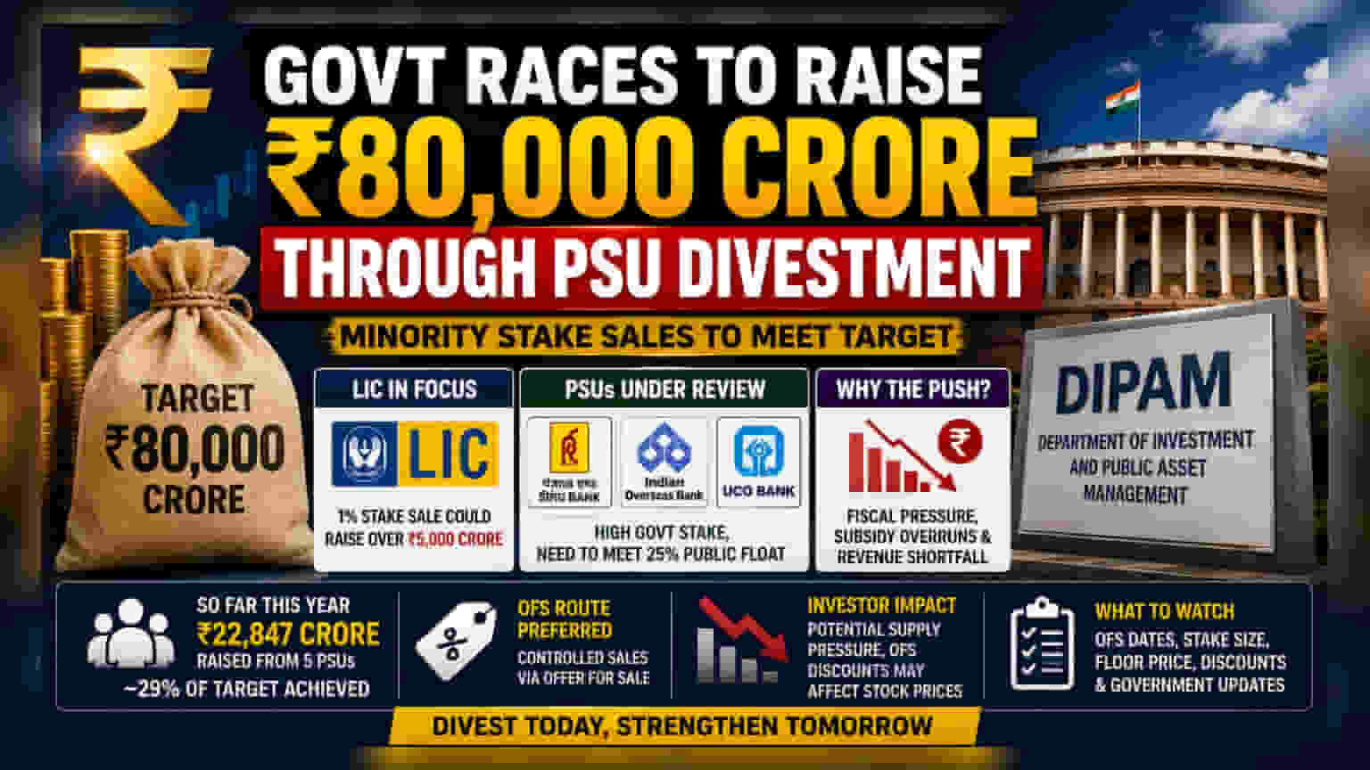 सरकारी कंपन्यांच्या स्टेक विक्रीतून ₹80,000 कोटींचा महसूल? LIC चा OFS लवकरच!