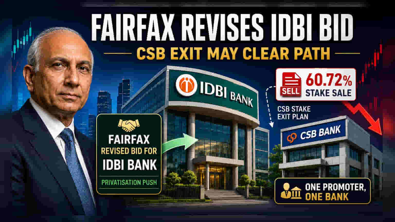 IDBI Bank में कंट्रोल की तलाश में Fairfax India, CSB Bank से निकलने की तैयारी