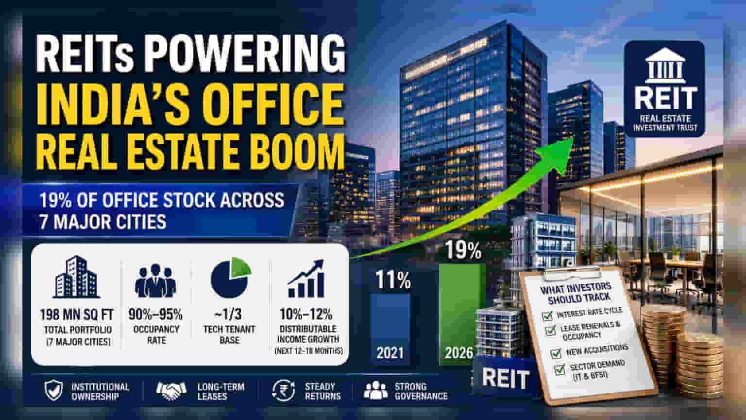 India Office REITs: બજાર હિસ્સો 19% પર પહોંચ્યો, લીઝિંગની માંગ મજબૂત