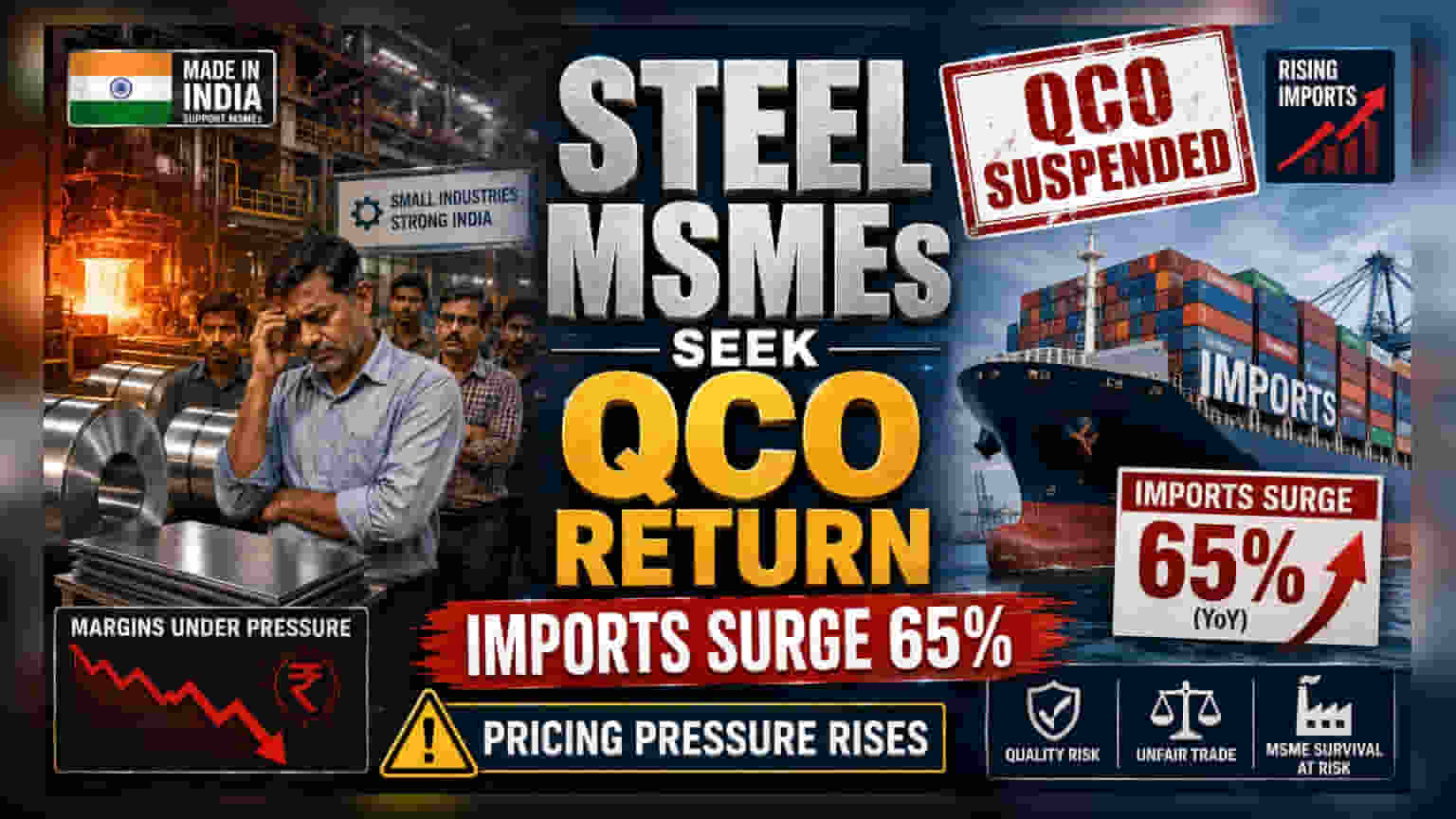 સ્ટેનલેસ સ્ટીલ MSMEs ની QCO પુનઃસ્થાપિત કરવાની માંગ: આયાતમાં 65% નો મોટો ઉછાળો