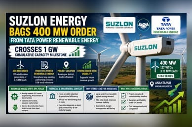 Suzlon Energy Wins 400 MW Wind Order From Tata Power