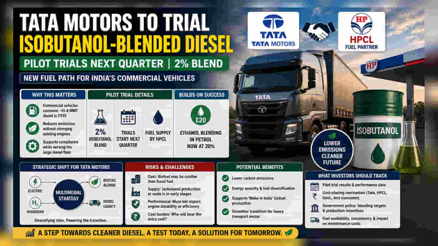 Tata Motors Share Price: ઇંધણના નવા યુગ તરફ? HPCL સાથે મળીને Tata Motors શરૂ કરશે Isobutanol-Blended Diesel ના ટ્રાયલ