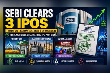 SEBI Approves IPOs for Torrent Gas, Kanohar Electricals, Sathya Agencies
