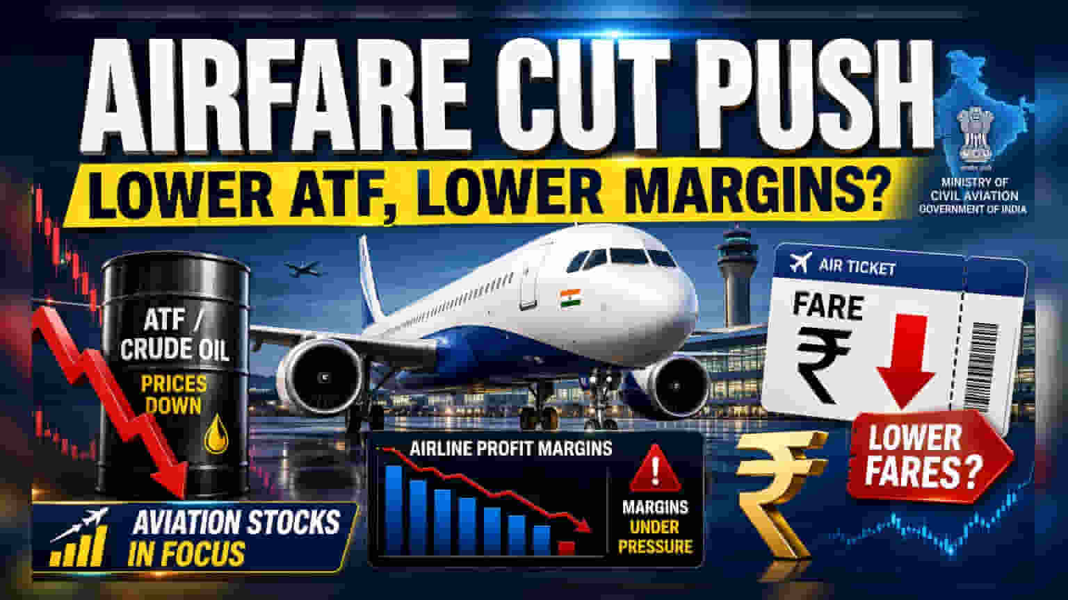 Government Eyes Airline Fare Cuts as Fuel Prices Fall: Impact on Stocks