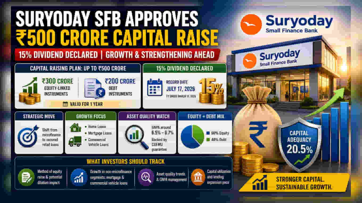 Suryoday SFB Board Clears ₹500 Crore Fundraise Plan