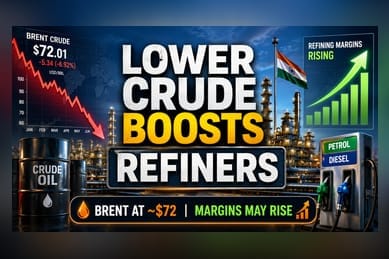 Indian Refiners Eye Margin Gains As Brent Crude Dips To $72