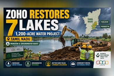 Zoho To Restore 7 Tamil Nadu Lakes Spanning 1,200 Acres