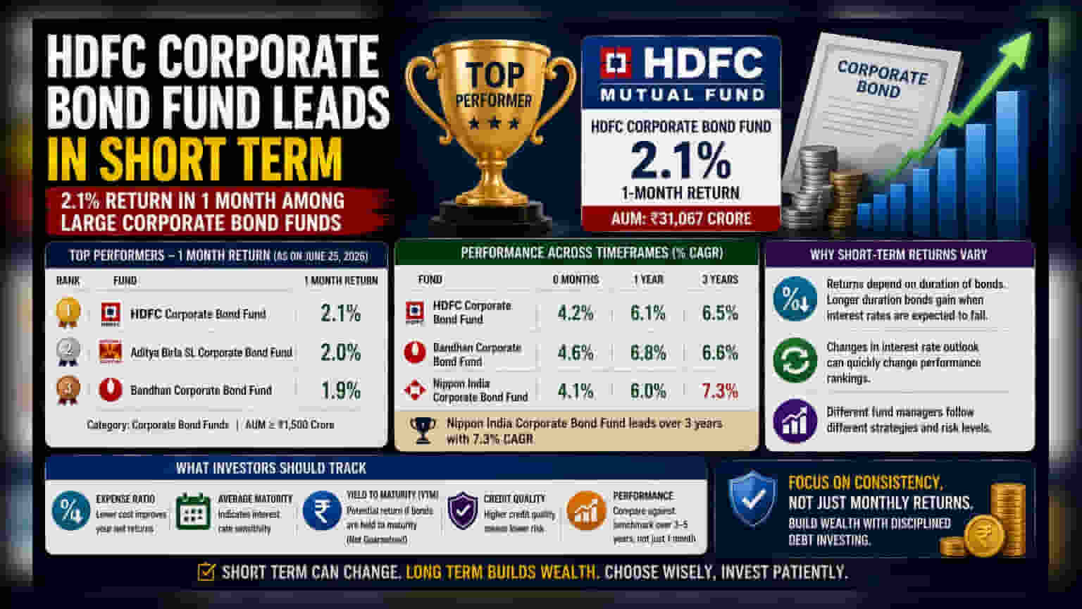HDFC கார்ப்பரேட் பாண்ட் ஃபண்ட்: ஒரு மாதத்தில் **2.1%** லாபம்!