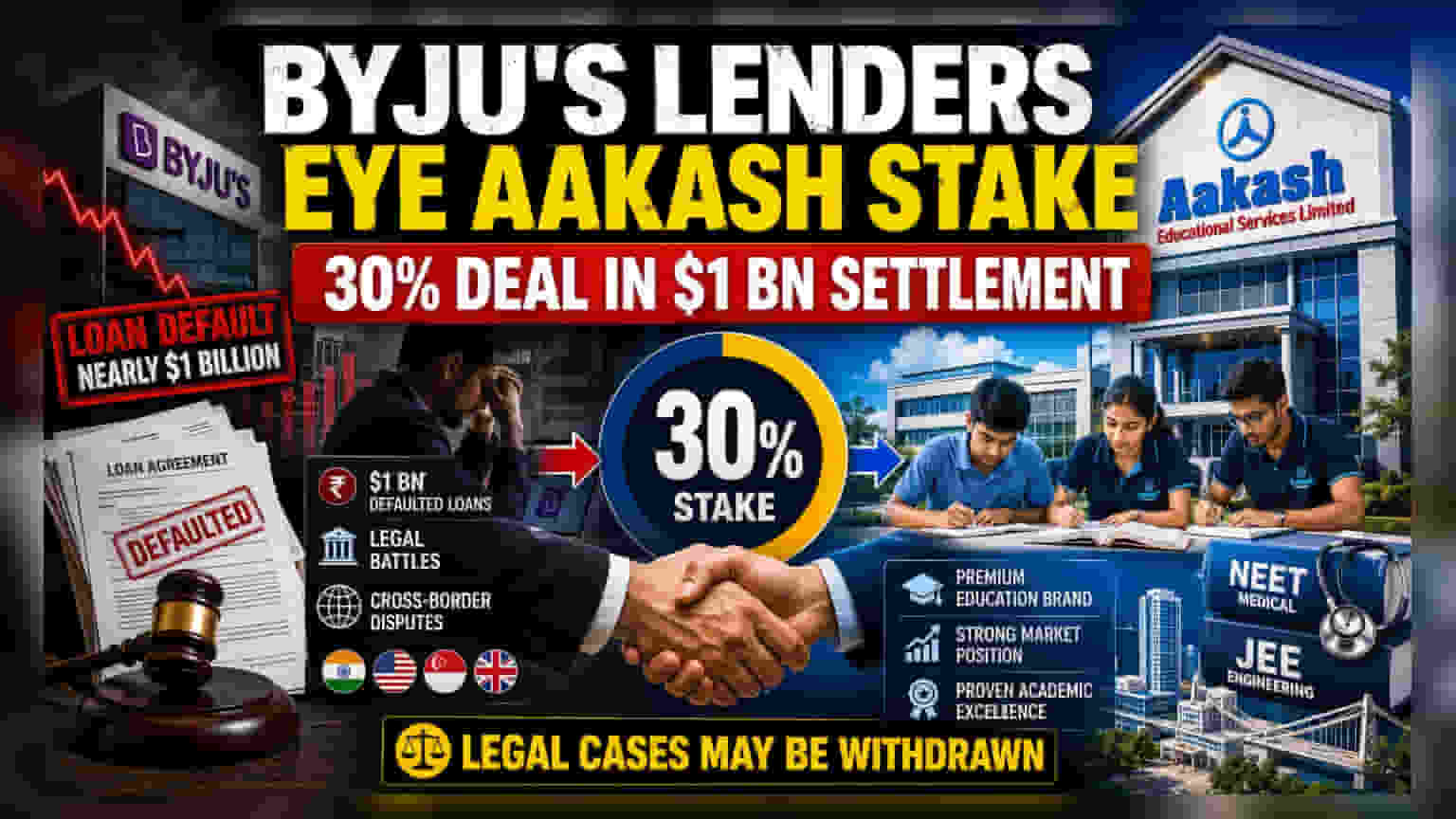 Aakash Edu. Services: బైజూస్ డెట్ క్లియర్! 30% వాటా కోసం రుణదాతల ప్రయత్నాలు