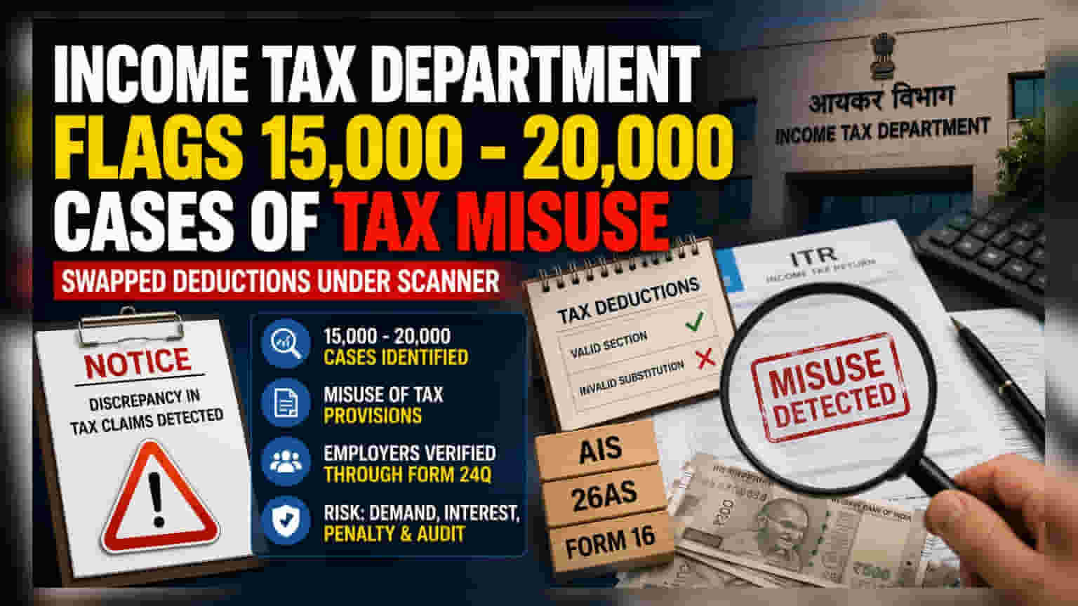 Income Tax विभाग की बड़ी कार्रवाई: गलत टैक्स छूट का दावा करने वाले 20,000 मामले आए सामने!