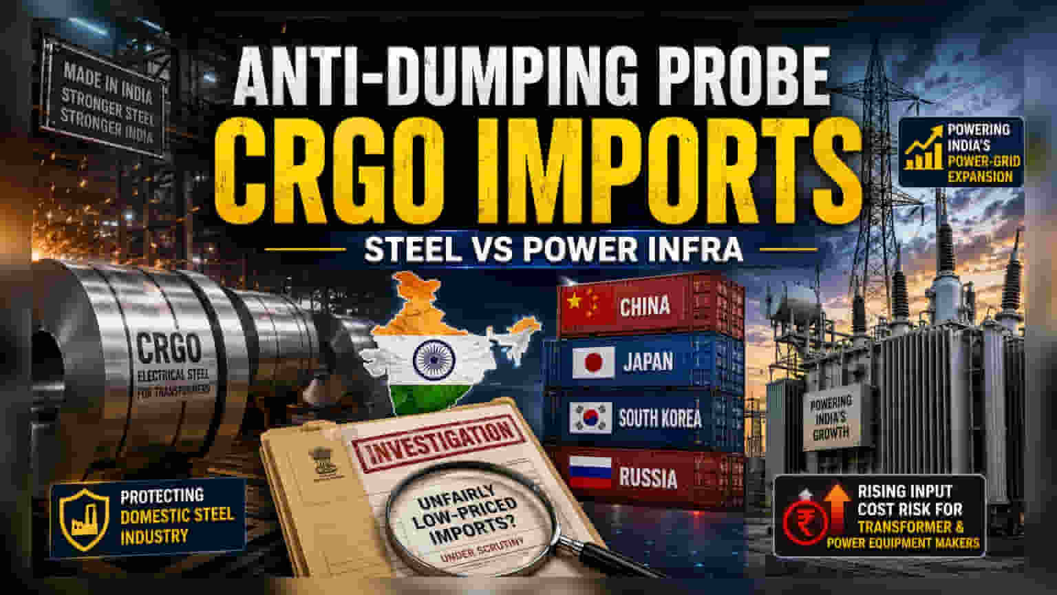 CRGO स्टील इम्पोर्ट पर भारत की जांच: JSW Steel को फायदा या पावर सेक्टर को झटका?