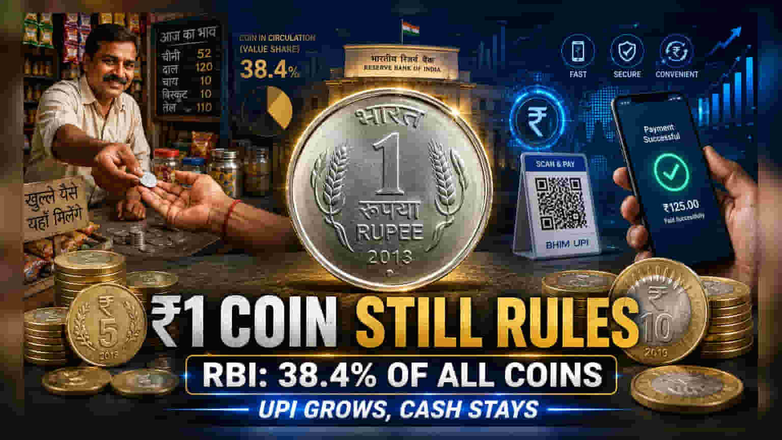 RBI ડેટા: ભારતમાં હજુ પણ 1-રૂપિયાના સિક્કાનું વર્ચસ્વ