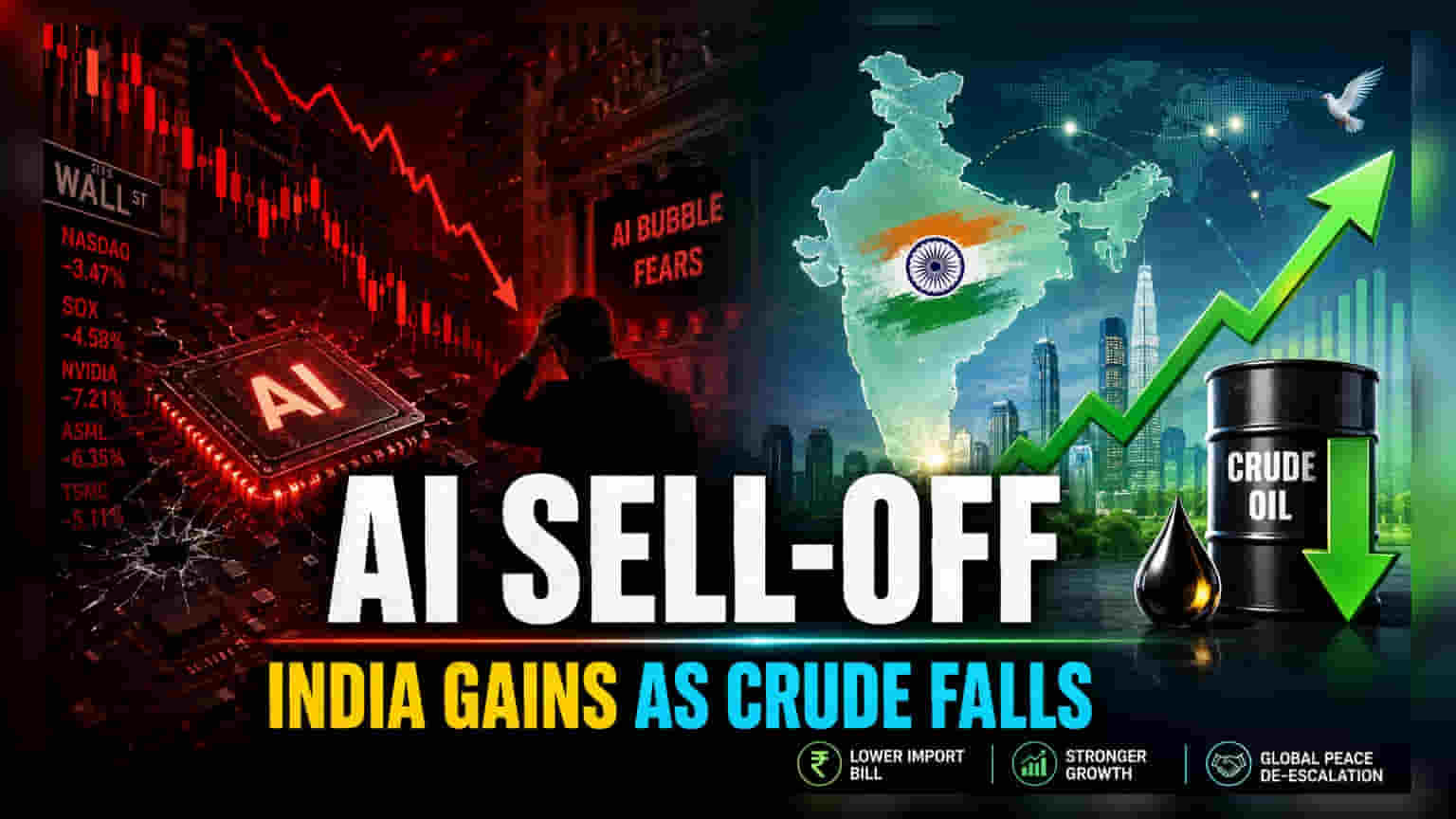 AI स्टॉक्समध्ये घसरण, पण भारताच्या GDP वाढीचा अंदाज वाढला: गुंतवणूकदारांनी काय पाहावे?