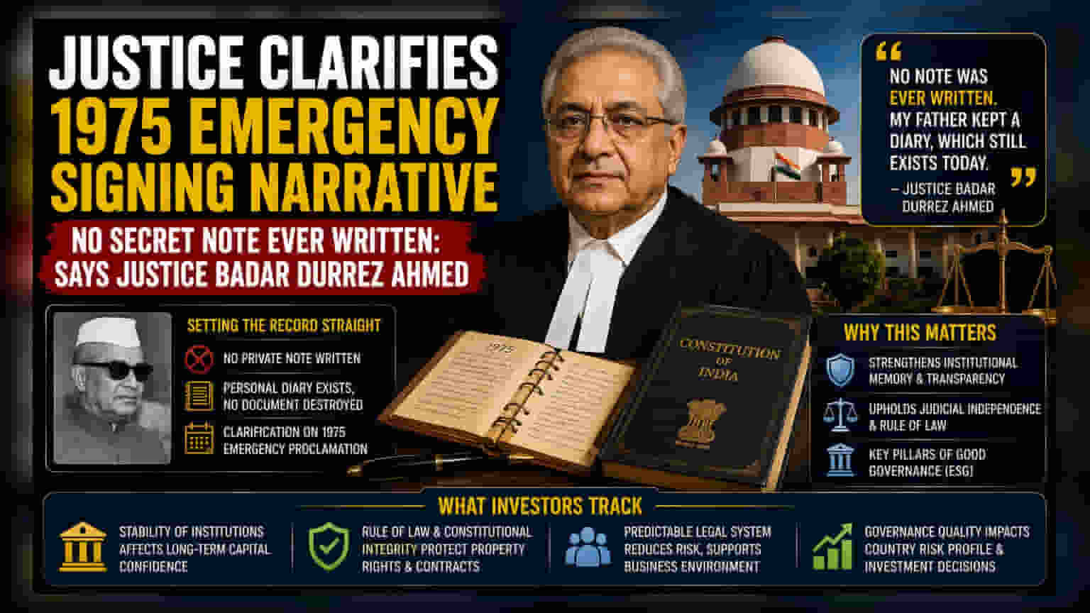 Governance Context: Justice Ahmed Clarifies 1975 Emergency Record