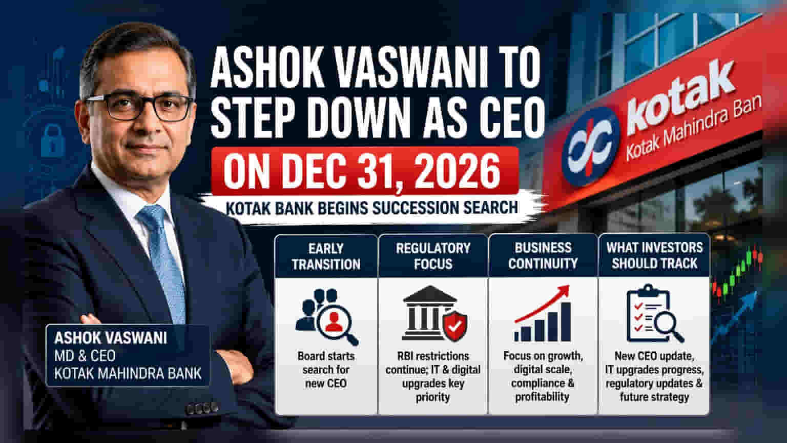 Kotak Mahindra Bank CEO Ashok Vaswani To Step Down In Dec 2026