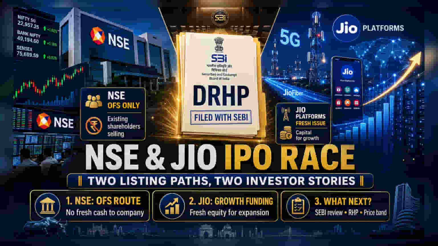 NSE અને Jio Platforms IPO ડ્રાફ્ટ ફાઈલ: રોકાણકારો માટે મુખ્ય તફાવતો જાણો