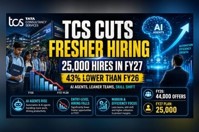 TCS Cuts Fresher Hiring By 43% As AI Reshapes IT Jobs
