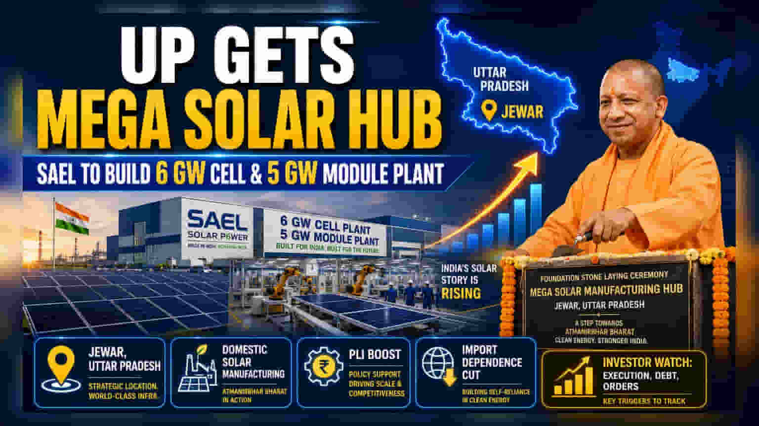 SAEL Industries: ਜੇਵਰ, UP ਵਿੱਚ ਲੱਗੇਗਾ **6GW** ਸੋਲਰ ਪਲਾਂਟ, ਭਾਰਤ ਬਣੇਗਾ ਆਤਮ-ਨਿਰਭਰ