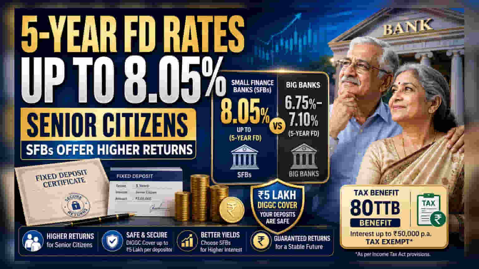 ज्येष्ठ नागरिकांसाठी 5 वर्षांच्या FD वर तब्बल 8.05% पर्यंत व्याज! काय आहे खास?