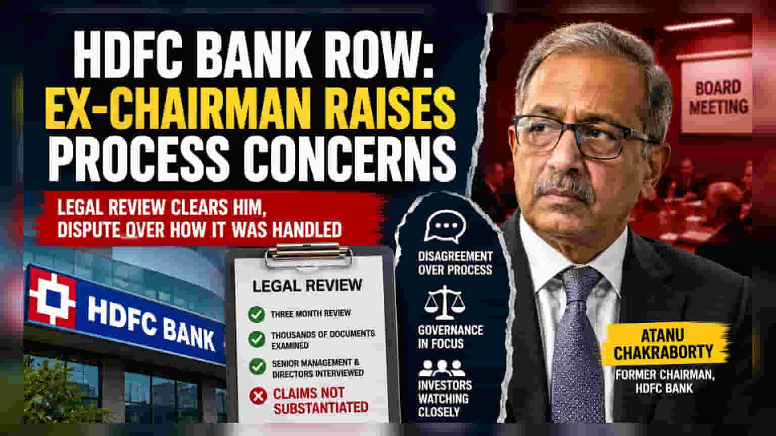 HDFC Bank Board Review Clears Allegations; Ex-Chair Disputes Process