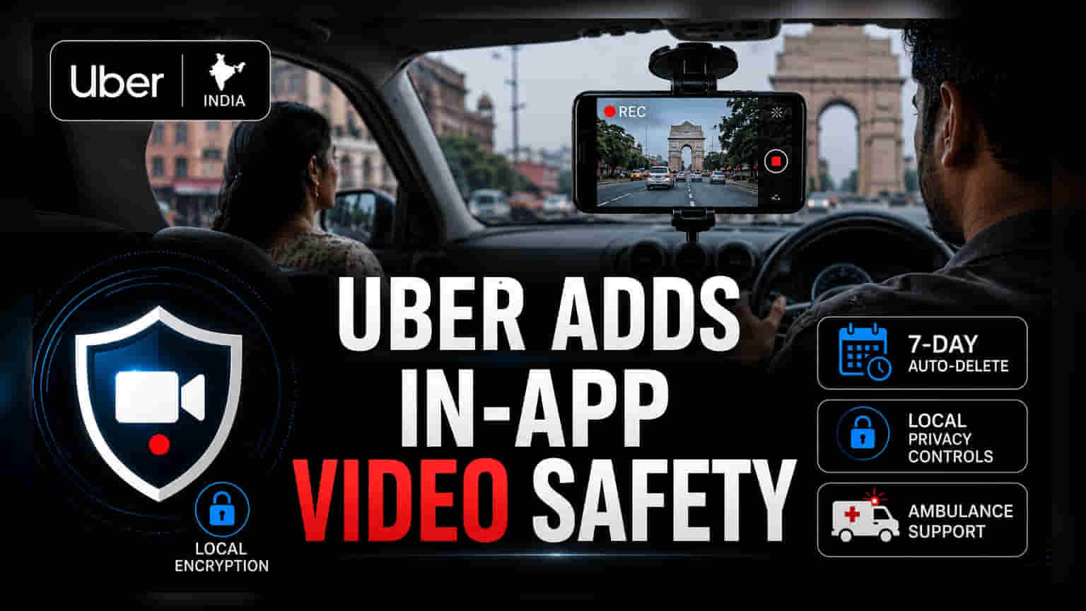 Uber India Adds In-App Video Recording for Driver Safety