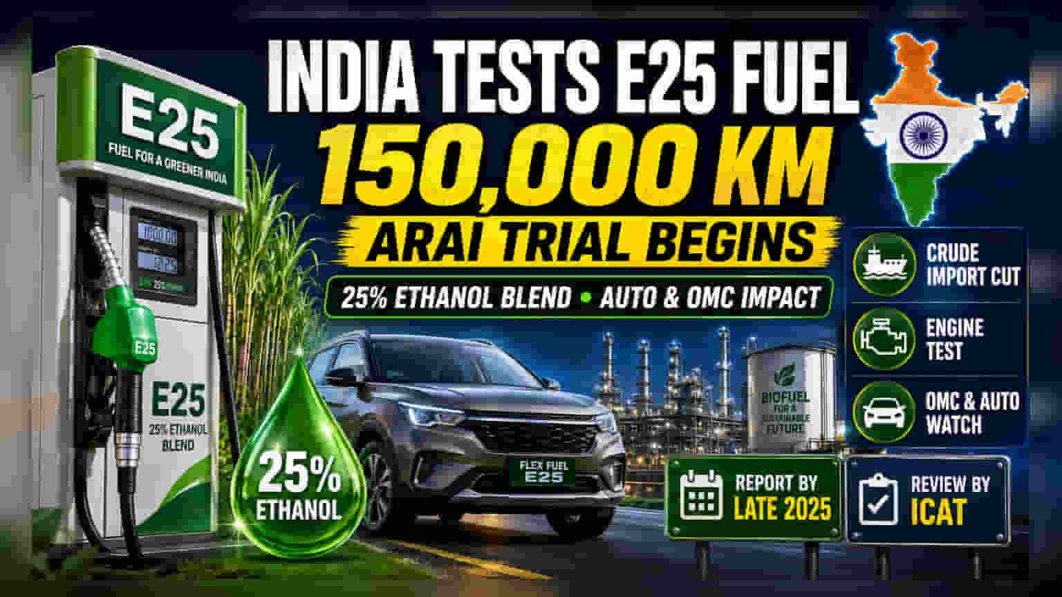 E25 எத்தனால் சோதனை: இந்தியாவில் எரிபொருள் மாற்றம்! முதலீட்டாளர்கள் கவனிக்க வேண்டியவை